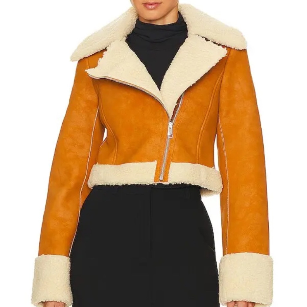 L'Academie x Bridget Taryn Fitted Faux Shearling Jacket - Picture 2 of 6